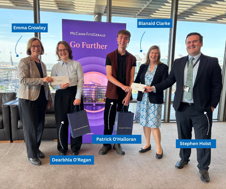 TCDLawSchool's tweet image. Congratulations to the joint winners of the 2025 McCann FitzGerald Company Law Prize for their essay!
The students were awarded the prize at McCann FitzGerald’s Dublin office on Wednesday, 30th May. 

This year’s winners: 
 👏 Dearbhla O&apos;Regan 
 👏 Patrick O&apos;Halloran