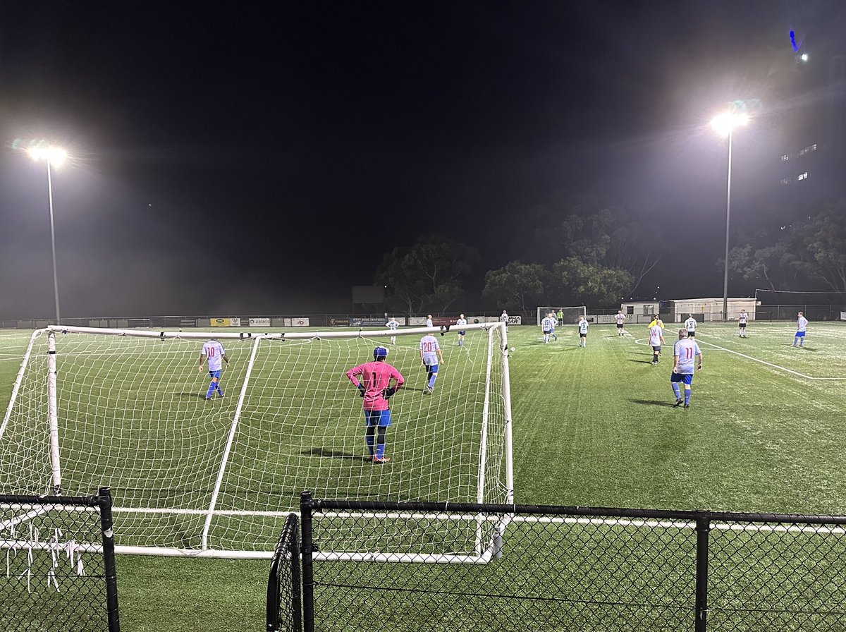 SmithTexi's tweet photo. Masters Over 50s football at the home of @nwsfootball_ on a misty night at the Arctic Circle. Peculiar format this season, two short games against different opposition, both 20-minute games ending 0-0 tonight and we played a man short. Top quality ref too! #fitatfifty #football https://t.co/NOQXjrvTgk