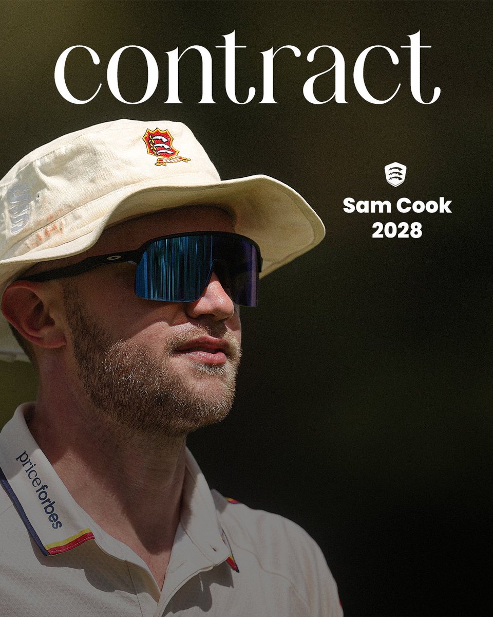😃 We're delighted to announce that Sam Cook has signed a new three-year deal with the Club!

➡️ essexcricket.org.uk/2025/05/02/sam…

🦅 #FlyLikeAnEagle