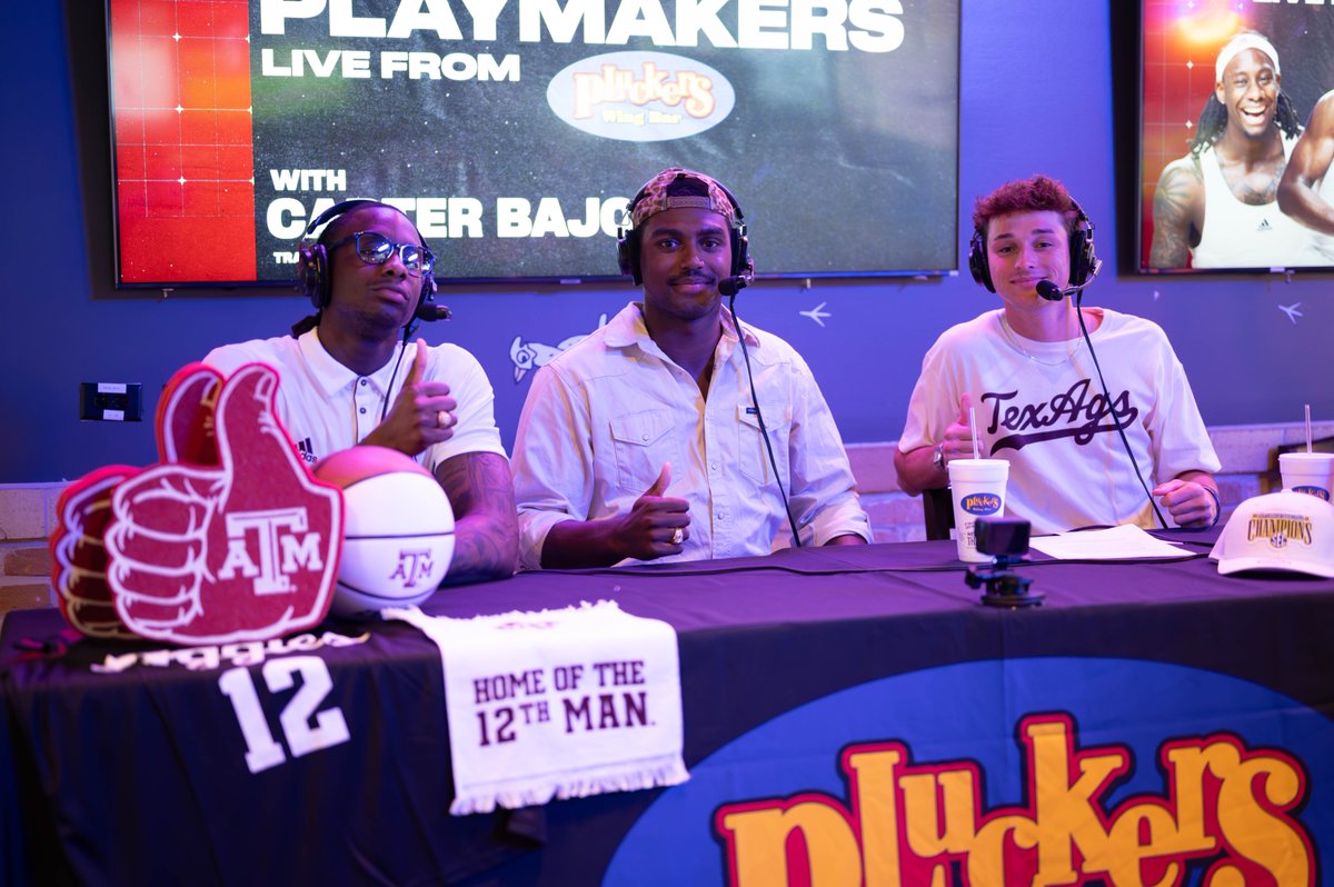 Texas A&M Athletics (@12thman) on Twitter photo The newest Pluckers Playmakers episode is available to listen to/watch now! ππ
ποΈ apple.co/3RGonmK
ποΈ spoti.fi/44SGc9Q
π½οΈ youtu.be/nXeTIEtoRQ0
#GigEm | <a href="/Pluckers/">Pluckers Wing Bar</a> The newest Pluckers Playmakers episode is available to listen to/watch now! ππ
ποΈ apple.co/3RGonmK
ποΈ spoti.fi/44SGc9Q
π½οΈ youtu.be/nXeTIEtoRQ0
#GigEm | <a href="/Pluckers/">Pluckers Wing Bar</a>