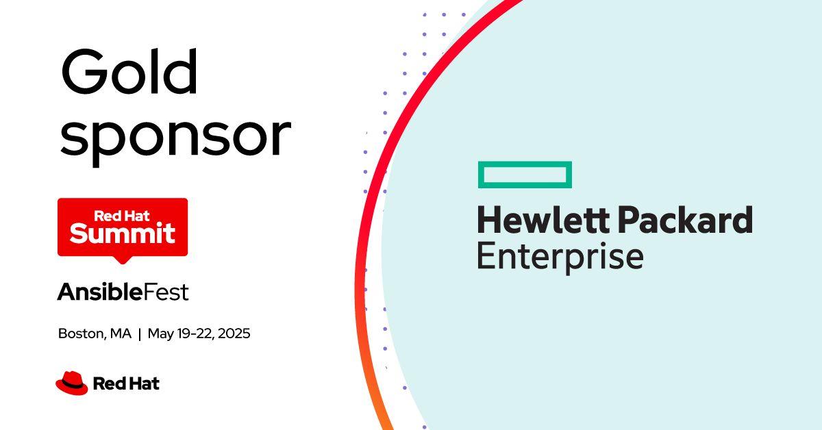 RedHatSummit's tweet image. Sponsors make Red Hat Summit possible. We’re grateful for support from Gold Sponsors like @HPE. Meet them onsite at #RHSummit in Boston. red.ht/3QOvTeT