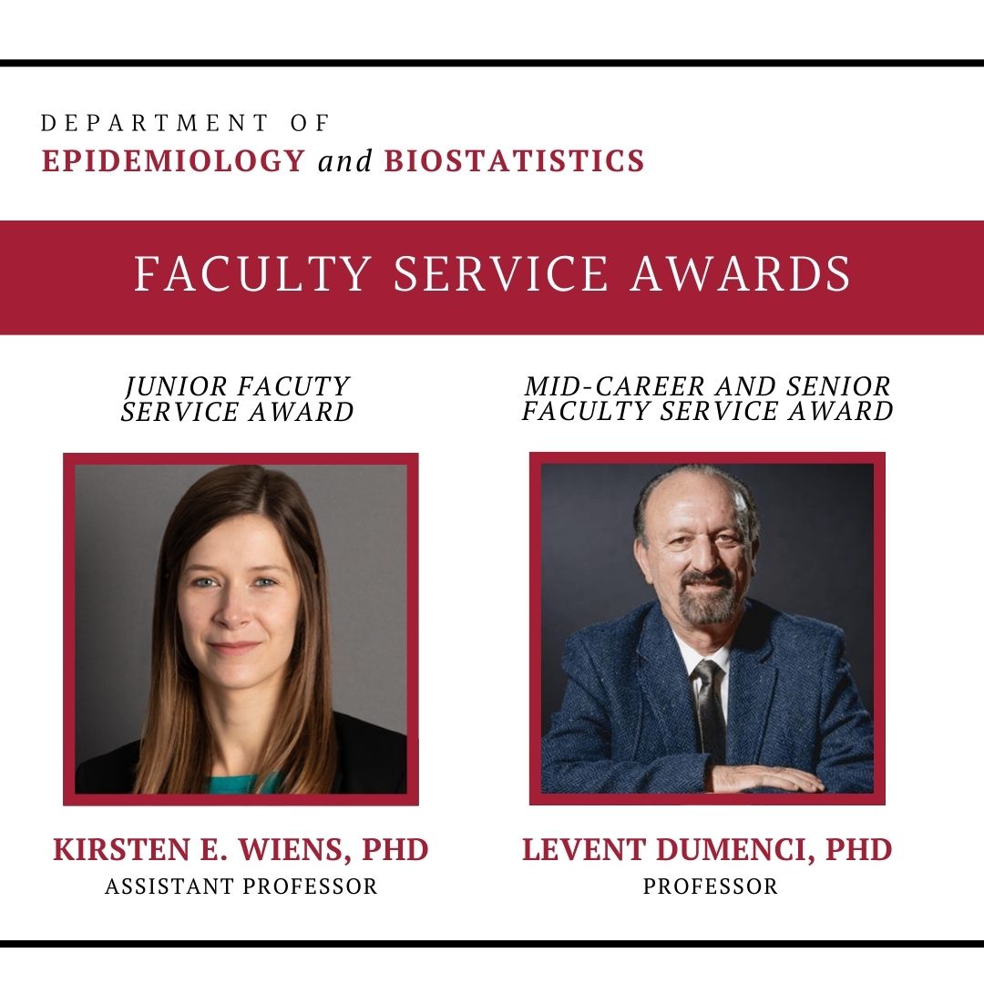 Congrats to Drs. Levent Dumenci and Kirsten E. Wiens, recipients of this year's Department Faculty Service Awards! This award recognizes outstanding service contributions throughout the year — honoring faculty who are dedicated to the success of the dept., college, &amp; university.