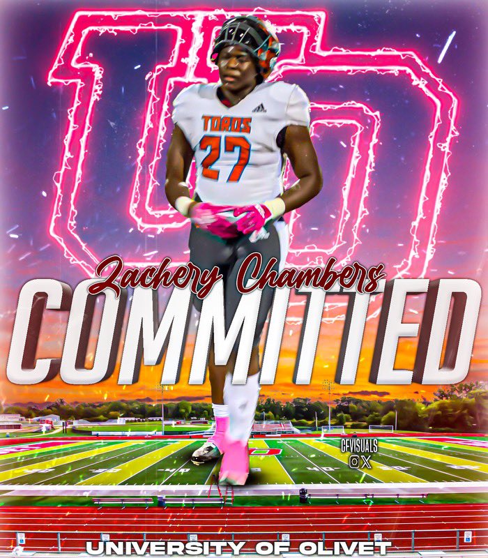 Zachery Chambers (@zackchambers24) on Twitter photo Officially Committed!
Proud to announce that I’m officially committed to play football at The University of Olivet!
Thank you for the opportunity <a href="/CoachIeuter/">Erik Ieuter</a> <a href="/KwamSutton_9/">Coach Sutton</a>
<a href="/UOlivetfootball/">The University of Olivet Football</a> <a href="/OlivetAthletics/">The University of Olivet Athletics</a> Officially Committed!
Proud to announce that I’m officially committed to play football at The University of Olivet!
Thank you for the opportunity <a href="/CoachIeuter/">Erik Ieuter</a> <a href="/KwamSutton_9/">Coach Sutton</a>
<a href="/UOlivetfootball/">The University of Olivet Football</a> <a href="/OlivetAthletics/">The University of Olivet Athletics</a>