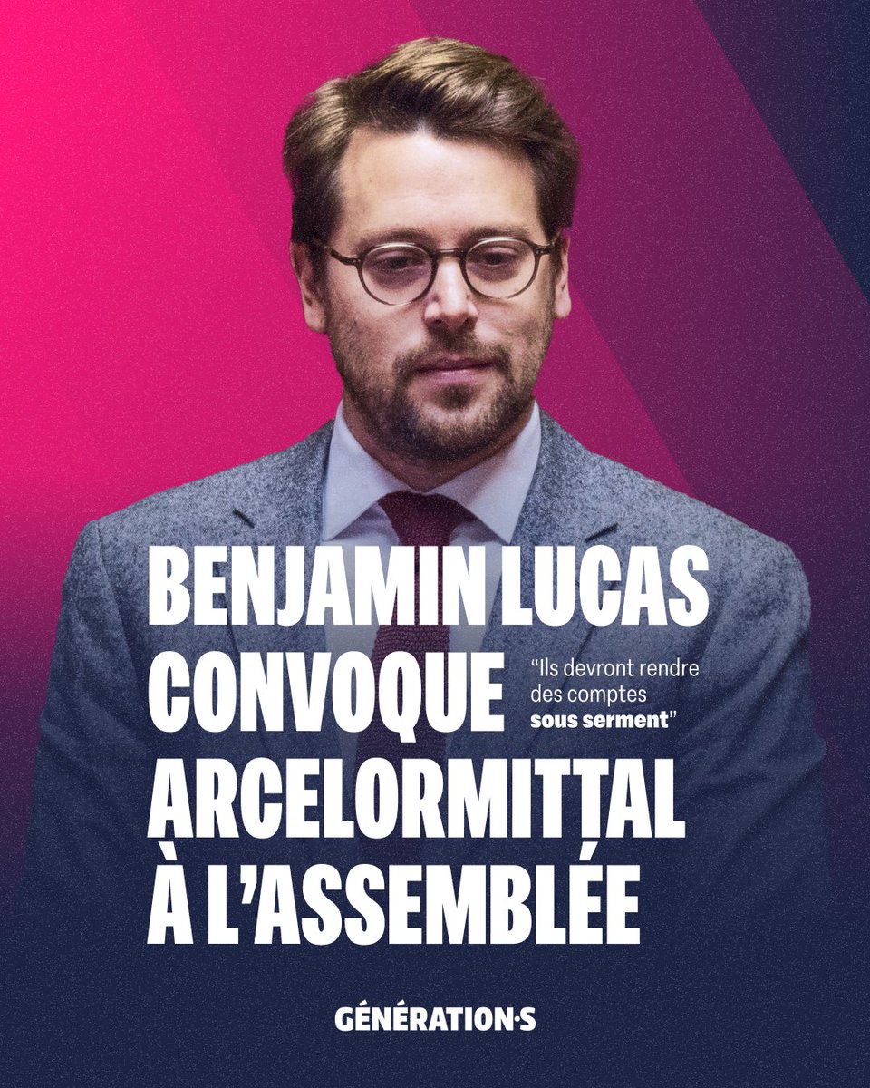 Des licenciements économiques massifs. 
400 millions de dividendes par an.
Des centaines de millions d'argent public.

<a href="/Benjam1Lucas/">Benjamin LUCAS</a> convoque la direction d'ArcelorMittal à l'Assemblée. 

La firme doit rendre des comptes : le laxisme, ça suffit.
