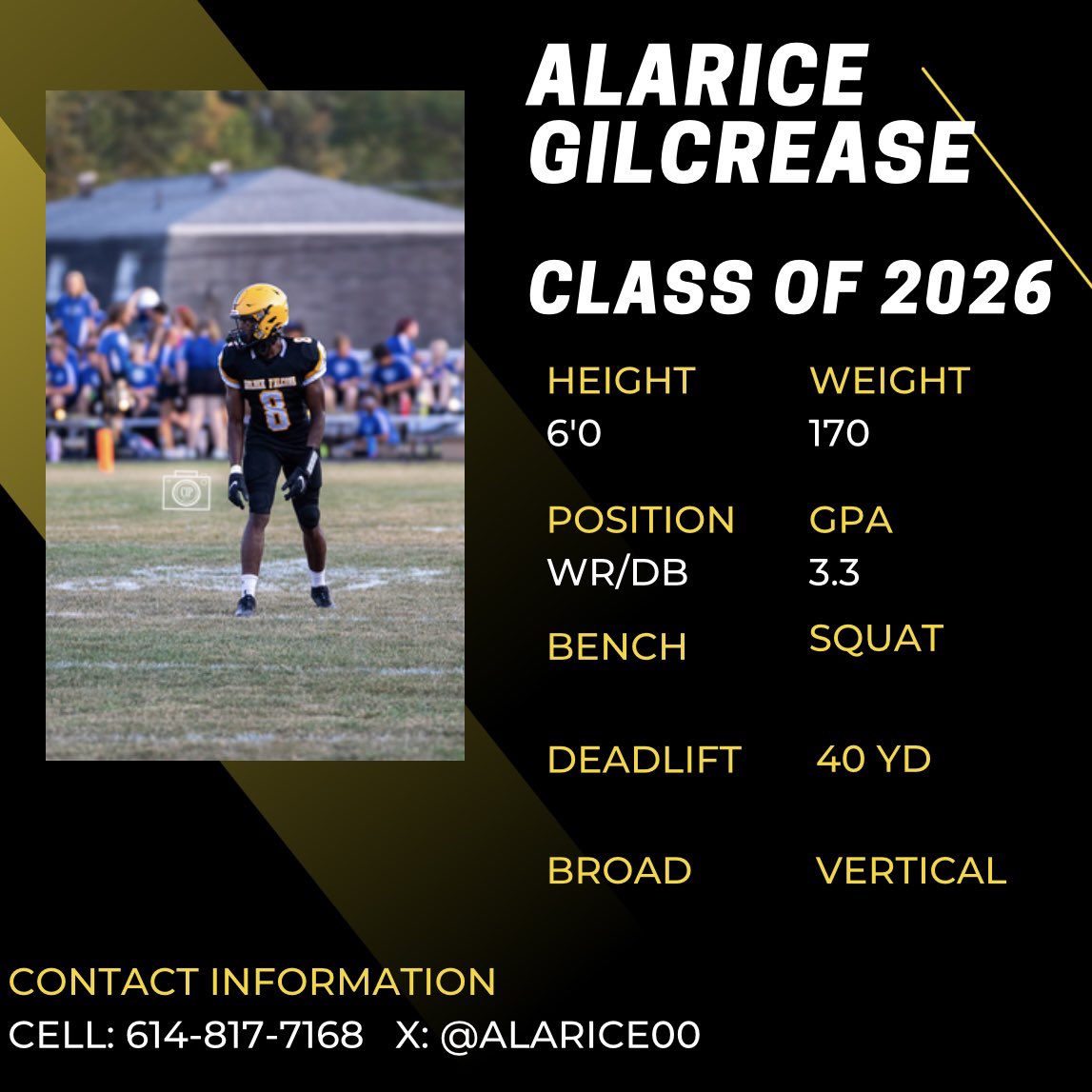 Coaches here is a 2026 WR/DB that’s a long athletic kid, with smooth movements, and good hands. Come evaluate him, definitely a kid to have on your radar.

🏷️:<a href="/alarice00/">Alarice Gilcrease</a> 
🎥: hudl.com/video/3/178664…