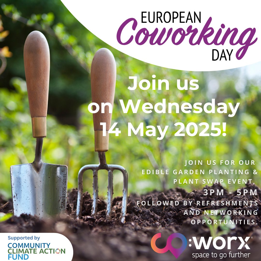 CO:WORX - Coworking Space in Longford ๐ (@coworx_ie) on Twitter photo To celebrate <a href="/eucoworkingday/">European Coworking Day</a> join us for the planting of our Co:worx Edible Community Garden & Plant swap.
Planting from 3pm, followed by after-work garden party at 5pm, with food, a plant swap & great company. Supported by @Dept_ECC To celebrate <a href="/eucoworkingday/">European Coworking Day</a> join us for the planting of our Co:worx Edible Community Garden & Plant swap.
Planting from 3pm, followed by after-work garden party at 5pm, with food, a plant swap & great company. Supported by @Dept_ECC