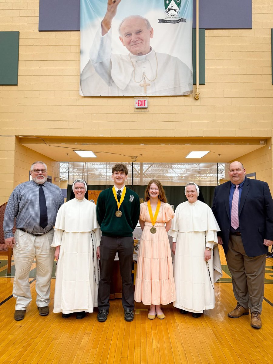 This past Wednesday after Mass, Sr. Mary Grace announced the Valedictorian and Salutatorian for the Class of 2025. The valedictorian is Giovanni Talavera and the salutatorian is Sophia Karako. congratulations to Giovanni and Sophia!
