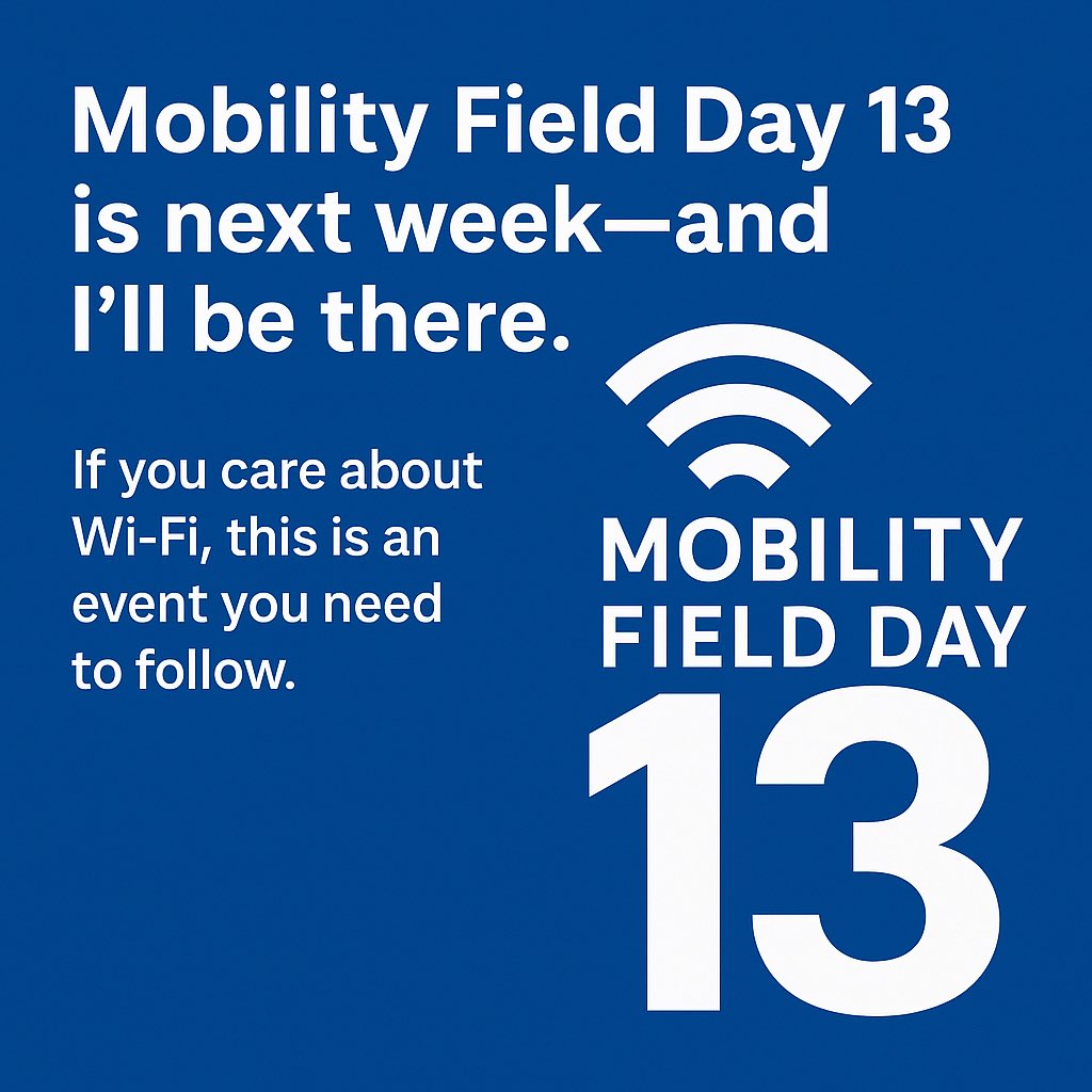 Mobility Field Day 13 is next week—and I’ll be there.
If you care about Wi-Fi, network performance, or where mobility is heading… this is an event you need to follow.

Let me break down what it is—and why it matters. 🧵
#MFD13 #WiFi
