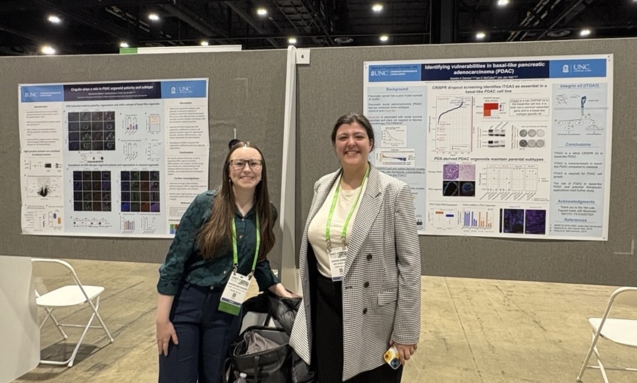 UNCPancreas's tweet image. Our team was well repped at #AACR2025, including three posters on #pancreaticancer research from @YehlabUNC members Sandy Zarmer, Maddy Jenner, and Mariaelena Nabors, the last of whom received an AACR-Minority Scholar in Cancer Research Award!