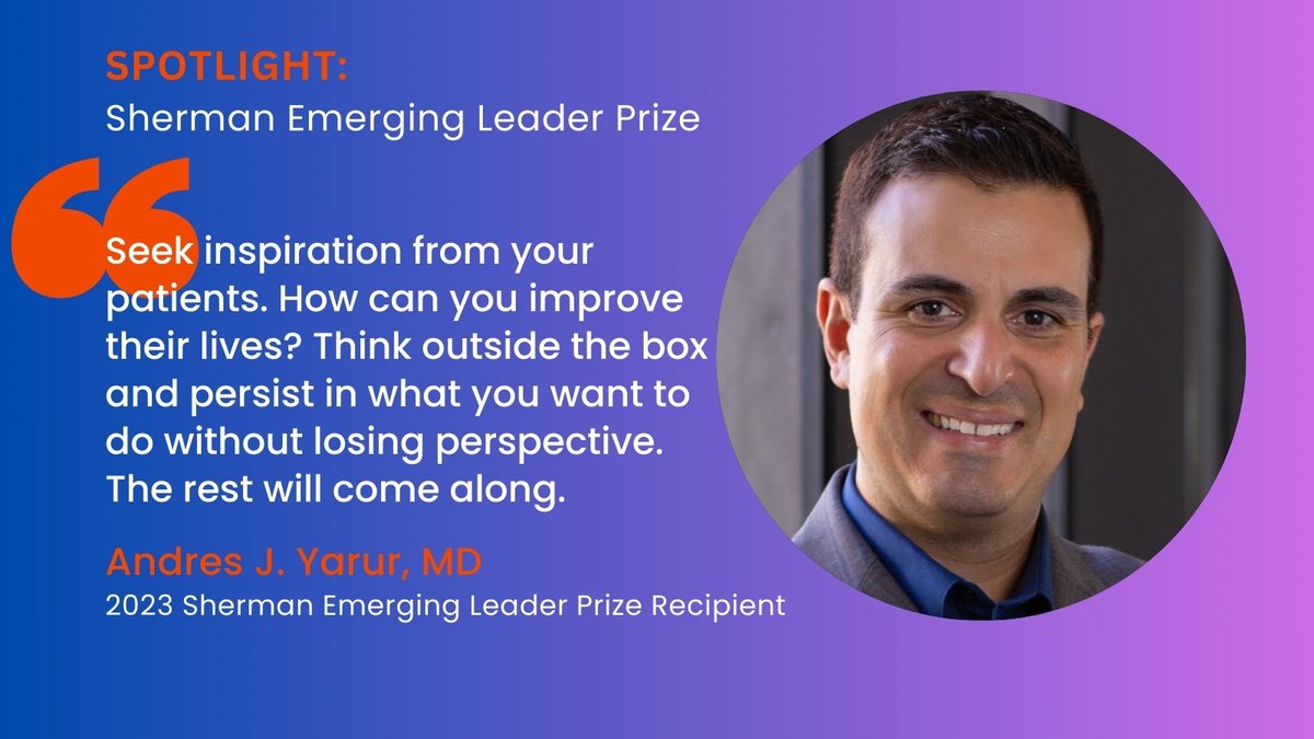 Sherman Prize (@shermanprize) on Twitter photo Thinking outside the box is one of the qualities that made <a href="/AndresYarur/">Andres Yarur</a> an Emerging Leader Prize recipient. Nominate the trailblazers & visionaries redefining the future of #IBD, & help us honor the next generation of leaders.
#crohns #colitis #Gastroenterology <a href="/IBDCedarsSinai/">IBD at Cedars-Sinai</a> Thinking outside the box is one of the qualities that made <a href="/AndresYarur/">Andres Yarur</a> an Emerging Leader Prize recipient. Nominate the trailblazers & visionaries redefining the future of #IBD, & help us honor the next generation of leaders.
#crohns #colitis #Gastroenterology <a href="/IBDCedarsSinai/">IBD at Cedars-Sinai</a>