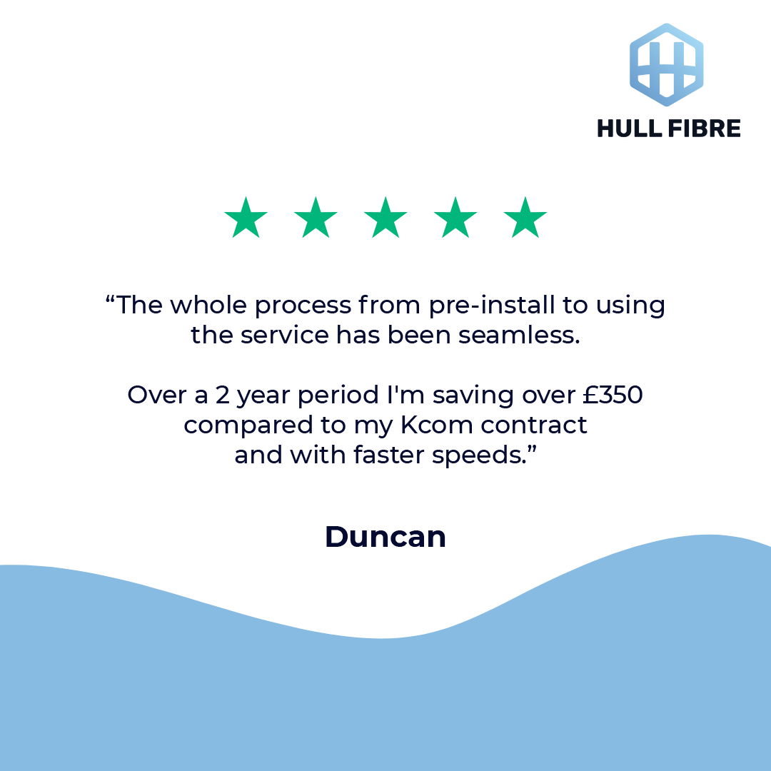 FEEDBACK FRIDAY!

Thank you Duncan for sharing your great experience with our broadband service 😄 To see more of our excellent reviews please visit our Trustpilot: zurl.co/ndHa

For a seamless service, choose Hull Fibre!

📞 01482 574574
📧 sales@hull-fibre.co.uk