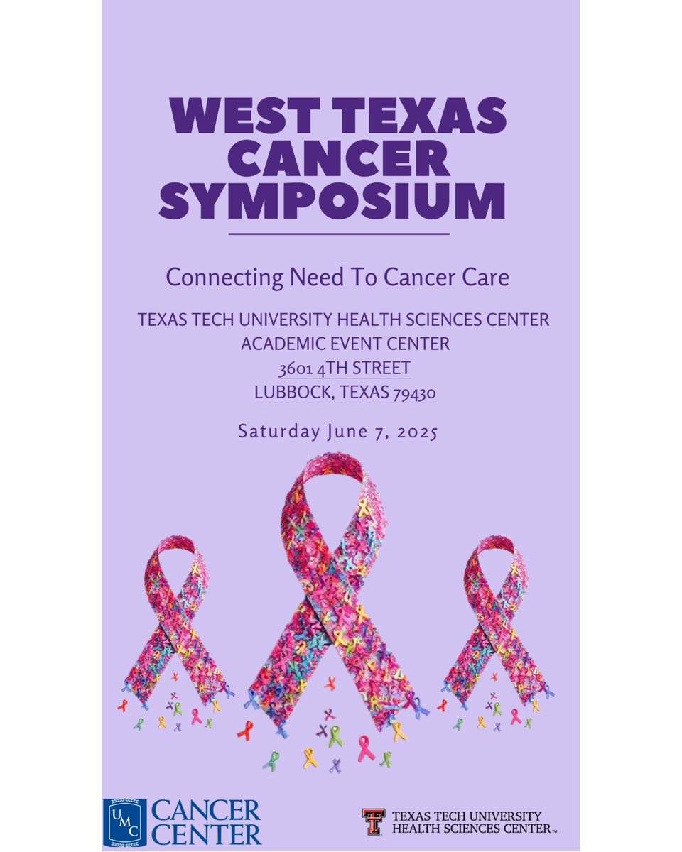 TTUHSCSurgery's tweet image. Looking forward to the upcoming West Texas Cancer Symposium on 6/7 featuring speakers from our wonderful surg onc team! link to register: cmetracker.net/TTUHSC/Publish…