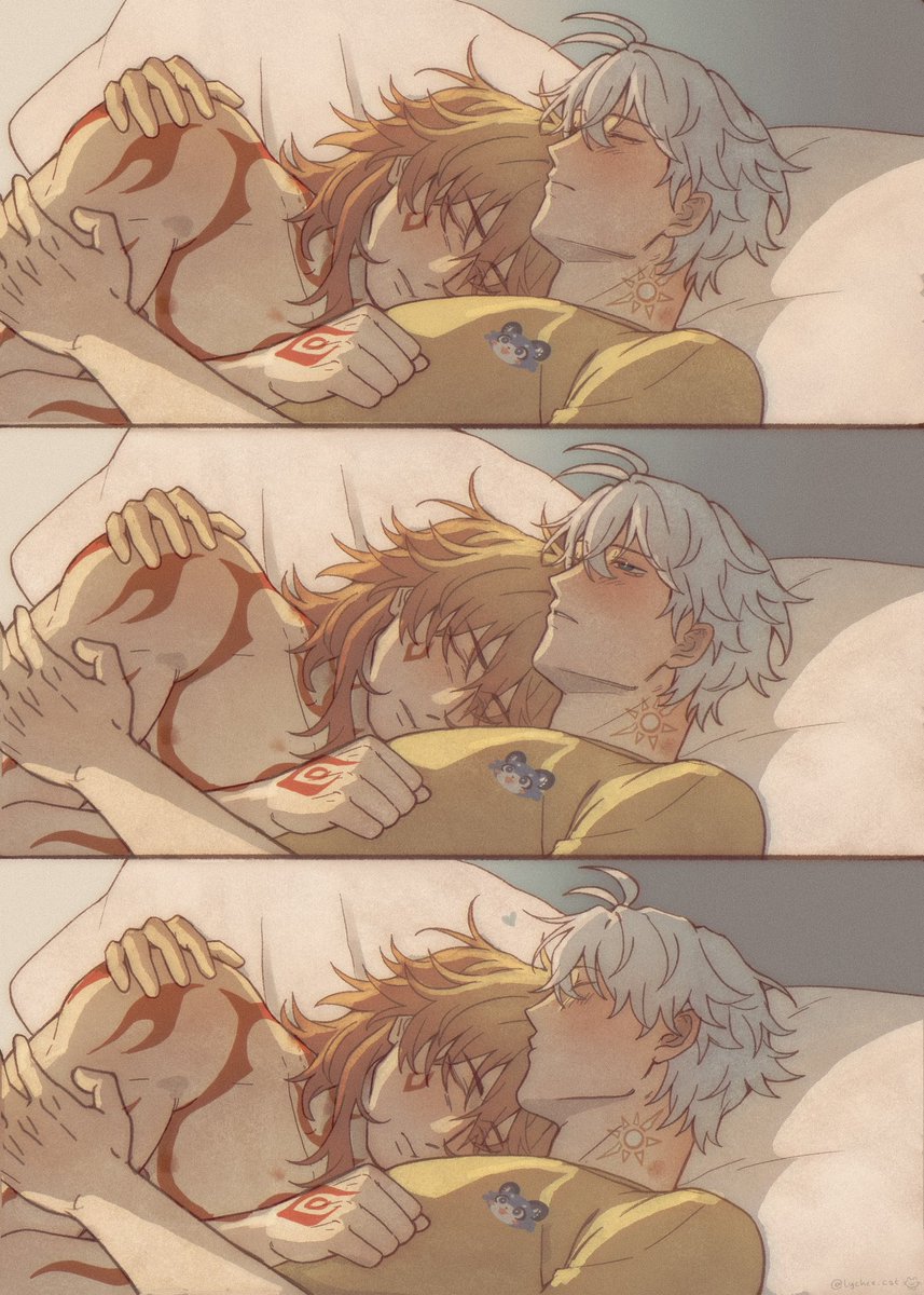 lycheelinecat's tweet image. Sleepy Morning ☀️

#phaidei #Phainon #Mydei