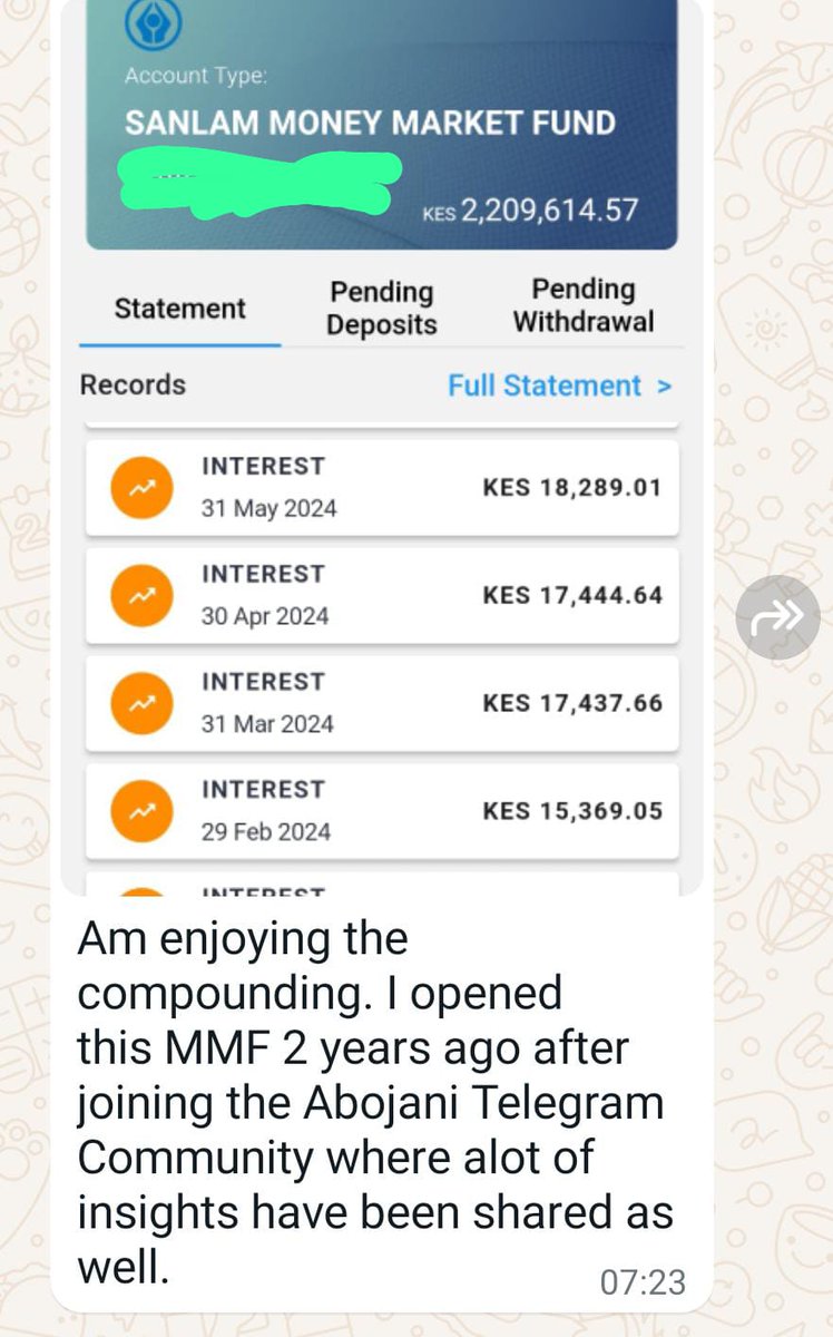 "When I started investing I had no idea that a small Sh 5,000 monthly investment could turn into Sh 300,000 in an MMF that makes money for me every month." - Seid Sambadi

The point is, when you start, you can’t possibly visualize what consistency could amount to.

It’s only