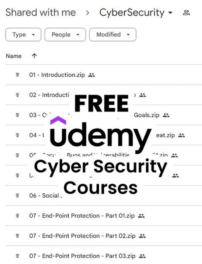 𝐂𝐲𝐛𝐞𝐫 𝐒𝐞𝐜𝐮𝐫𝐢𝐭𝐲 from Zero to Expert!!!

A Complete Paid Course 𝐅𝐫𝐞𝐞 for 24 Hours.

This will help you to crack your dream role.

Only for First 500 People.

To get it free

Retweet &amp; Reply " UDEMY "

[Must be following]
so that I can DM you.