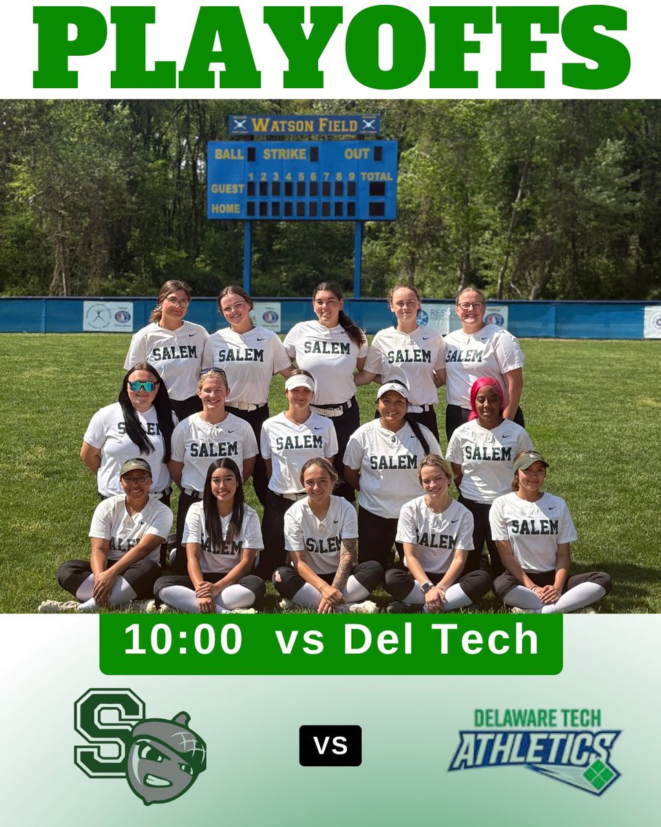 IT’S PLAYOFF TIME 💪🥎

🆚:  Del Tech
⏰:  10am | Game 2 TBD
📍:  1200 Old Trenton Road, West Windsor, NJ 
💻:  Watch Live: fan.hudl.com/usa/nj/west-wi…