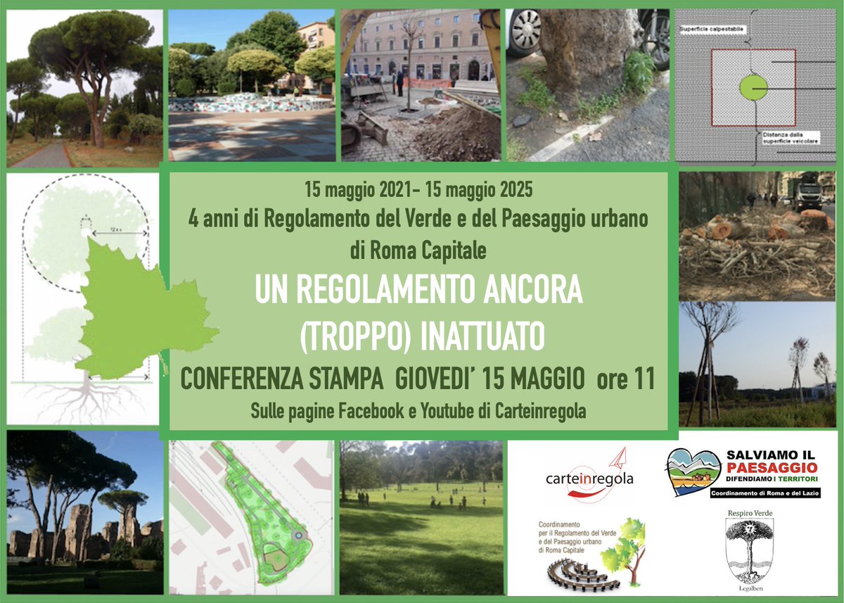 Carte Inregola (@carteinregola) on Twitter photo SEGNA LA DATA: Giovedì 15 maggio h 11 conferenza stampa REGOLAMENTO DEL VERDE ANCORA TROPPO POCO ATTUATO, on line e in presenza per raccontare lo stato di attuazione a 4 anni dalla sua entrata in vigore <a href="/salvapaesaggio/">SalviamoilPaesaggio</a> carteinregola.it/15-maggio-conf… SEGNA LA DATA: Giovedì 15 maggio h 11 conferenza stampa REGOLAMENTO DEL VERDE ANCORA TROPPO POCO ATTUATO, on line e in presenza per raccontare lo stato di attuazione a 4 anni dalla sua entrata in vigore <a href="/salvapaesaggio/">SalviamoilPaesaggio</a> carteinregola.it/15-maggio-conf…