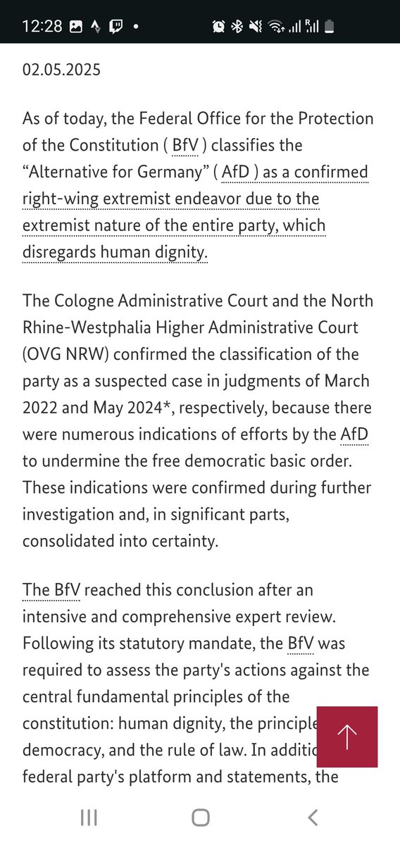 GERMAN FAR RIGHT PARTY AfD OFFIALLY DECLARED EXTREMIST ORGANIZATION!!! verfassungsschutz.de/SharedDocs/pre…