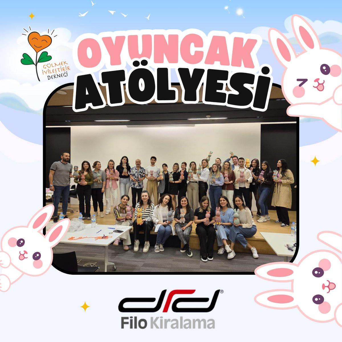 DRD Filo Kiralama ile gerçekleştirdiğimiz "Oyuncak Atölyesi"nde, hastanede tedavi görmekte olan minik kahramanlarımıza göndermek üzere oyuncaklar hazırladık!🐰

Bu muhteşem atölye için DRD Filo Kiralama'ya kalpten teşekkür ederiz! 🧡💚 <a href="/drdcomtr/">DRD</a> 

#gülmekiyileştirir