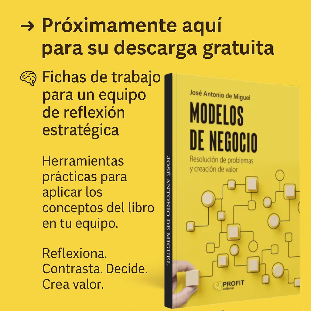 🔜 Próximamente aquí para su descarga gratuita
🧠 Fichas de trabajo para un equipo de reflexión estratégica
💡 Herramientas prácticas para aplicar los conceptos del libro en tu equipo.
📂 Reflexiona. Contrasta. Decide. Crea valor.