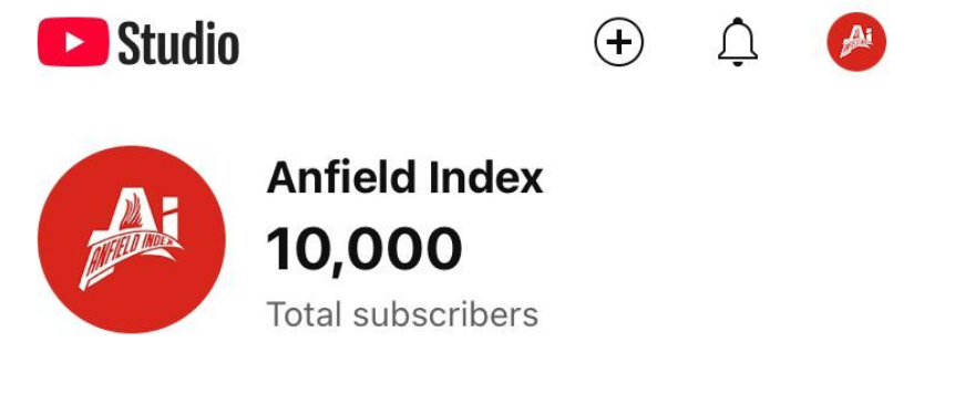 GagsTandon's tweet photo. We only kicked off our @YouTube channel in November so to hit 10k subscribers in 6 months is a HUGE milestone for @AnfieldIndex!

A huge thank you to @eddiegibbs @ghopcroft @JackMcIndoe @DaveD0106 @GrizzKhan @NinaKauser @benpescodjourno @davidlynchlfc @downeytrev &amp; @JanMolby ❤️ https://t.co/K1Cw3kpFj0