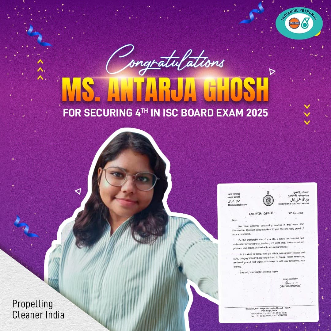 We are proud to share that Ms. Antarja Ghosh, daughter of our colleague Mr. Arindam Ghosh, has secured an outstanding 4th rank with 99.25% in the State in this year’s ISC Board Examination!