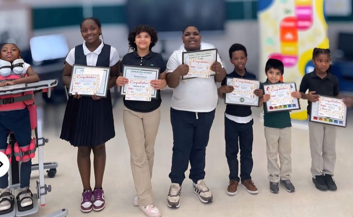 Congratulations  to our April Students of the Month:
PreK- Ja’Kaselyn Murphy 
Kindergarten- Pablo Cervantes 
1st grade- Raylensky Saintilius 
2nd grade - Dakari Grace 
SPED -Kori Theus 
3rd grade – Maezola Wilcox 
4th grade- Ari'auna Jarmon