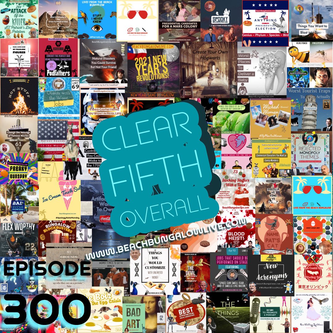 BungalowLivePod's tweet photo. 300th EPISODE!!! (Link in bio)
Celebrate 299 Fridays and 1 Wednesday with the Boiz, with special guests and revelations around every corner. Thank you to all the fans and listeners for nearly six years of support and love. 

#itslive #anniversary #celebration https://t.co/ob39QO6rTn