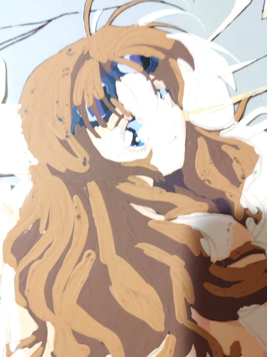 んで💦 その筆で当時塗ってたメッチャ古い自分のセル画💦 雑誌の表紙の
