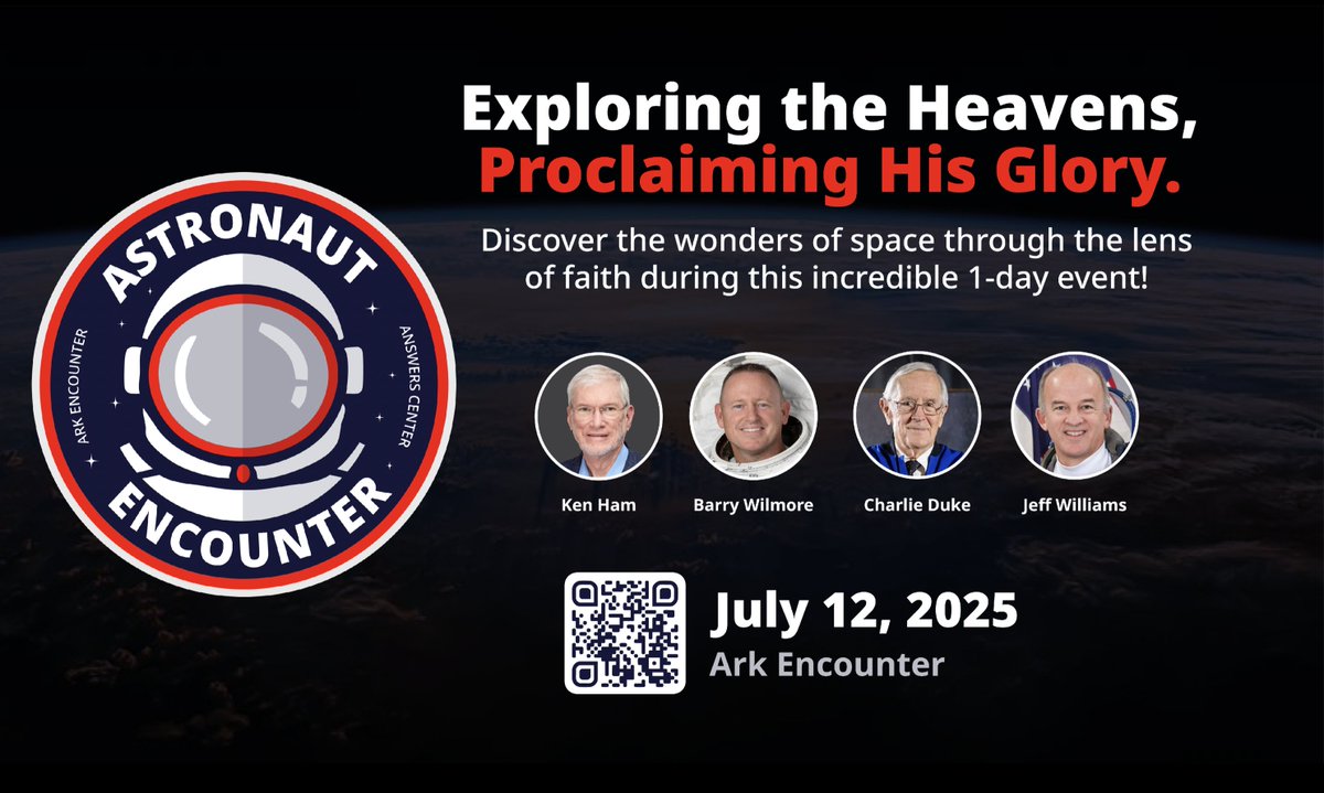 Ken Ham (@aigkenham) on Twitter photo Remember Barry (Butch) Wilmore, the astronaut who spent more time on the Space Station than was originally planned? Well we had the privilege of having Barry speak about being an astronaut to our staff and families <a href="/AiG/">Answers in Genesis</a> this week. Barry also shared his Christian testimony.
I Remember Barry (Butch) Wilmore, the astronaut who spent more time on the Space Station than was originally planned? Well we had the privilege of having Barry speak about being an astronaut to our staff and families <a href="/AiG/">Answers in Genesis</a> this week. Barry also shared his Christian testimony.
I