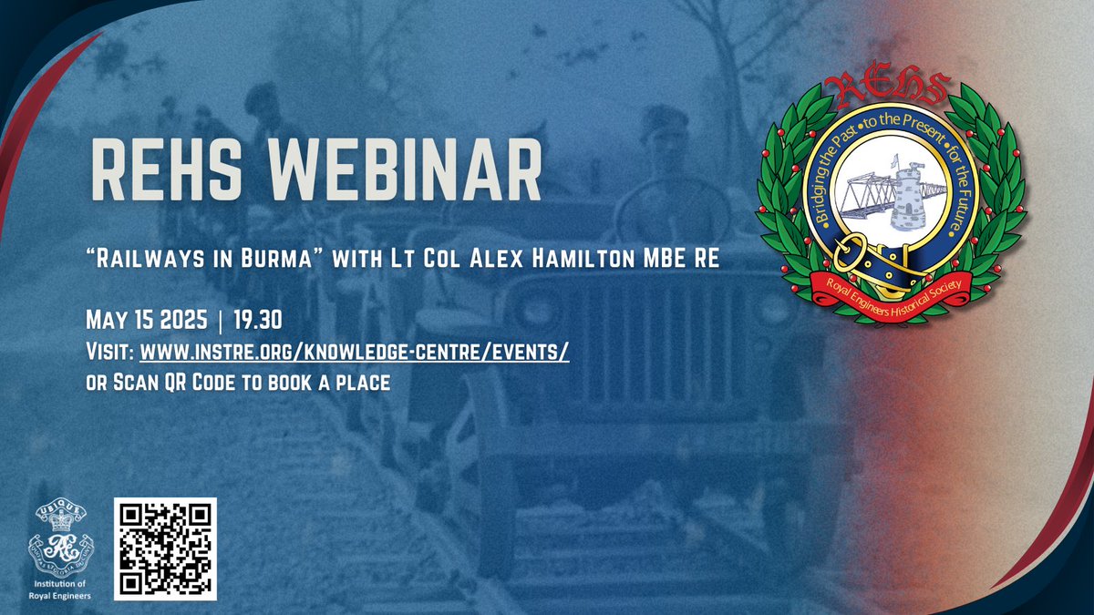 REHS (@re_hist_society) on Twitter photo 🚨 NEXT WEBINAR 🚨
Off the back of a hugely successful ‘Railways in NW Europe’ last year, Alex is back, this time looking at Burma.
<a href="/WeHaveWaysPod/">WW2 Pod: We Have Ways of Making You Talk</a> <a href="/507stre/">🇬🇧 507 STRE (Railways)</a> <a href="/HistoryBowsh/">Jack Bowsher - Thunder Run: Meiktila 1945</a> <a href="/robert_lyman/">Robert Lyman 🇺🇦</a> <a href="/almurray/">Al Murray 🇺🇦</a> <a href="/James1940/">James Holland</a> <a href="/Inst_RE/">Institution of Royal Engineers</a> <a href="/REMuseum/">RE Museum</a>
Details 👇 on how to sign up… 🚨 NEXT WEBINAR 🚨
Off the back of a hugely successful ‘Railways in NW Europe’ last year, Alex is back, this time looking at Burma.
<a href="/WeHaveWaysPod/">WW2 Pod: We Have Ways of Making You Talk</a> <a href="/507stre/">🇬🇧 507 STRE (Railways)</a> <a href="/HistoryBowsh/">Jack Bowsher - Thunder Run: Meiktila 1945</a> <a href="/robert_lyman/">Robert Lyman 🇺🇦</a> <a href="/almurray/">Al Murray 🇺🇦</a> <a href="/James1940/">James Holland</a> <a href="/Inst_RE/">Institution of Royal Engineers</a> <a href="/REMuseum/">RE Museum</a>
Details 👇 on how to sign up…