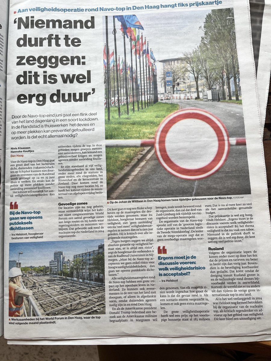 Ik durf dat wel!!! Want …ff serieus… voor 2 dagen (24 en 25 juni)de hele stad al maanden op z’n kop, wegen afgesloten, tijdens deze dagen preventief gefouilleerd kunnen worden daarnaast kost veiligheidsoperatie nu al 183 miljoen Euro!!! Van de pot gerukt!!!  #navotop #DenHaag