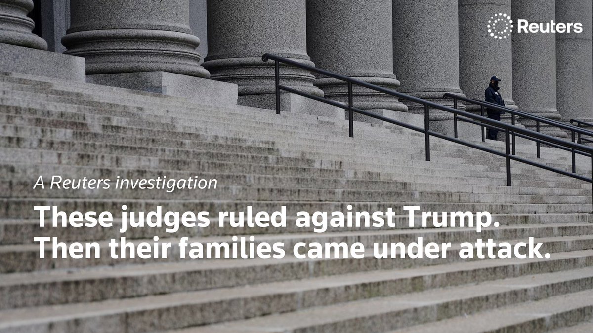 Reuters (@reuters) on Twitter photo As Trump and his allies call for judges to be impeached or attack them as ‘radical left’ political foes, those judges’ families are being singled out for harassment reut.rs/4jCfgzN <a href="/specialreports/">Reuters Investigates</a> <a href="/nedmparker1/">Ned Parker</a> <a href="/mike_d_spector/">Mike Spector</a> <a href="/byPeterEisler/">Peter Eisler</a> @lindasoreports <a href="/nateraymond/">Nate Raymond</a> As Trump and his allies call for judges to be impeached or attack them as ‘radical left’ political foes, those judges’ families are being singled out for harassment reut.rs/4jCfgzN <a href="/specialreports/">Reuters Investigates</a> <a href="/nedmparker1/">Ned Parker</a> <a href="/mike_d_spector/">Mike Spector</a> <a href="/byPeterEisler/">Peter Eisler</a> @lindasoreports <a href="/nateraymond/">Nate Raymond</a>