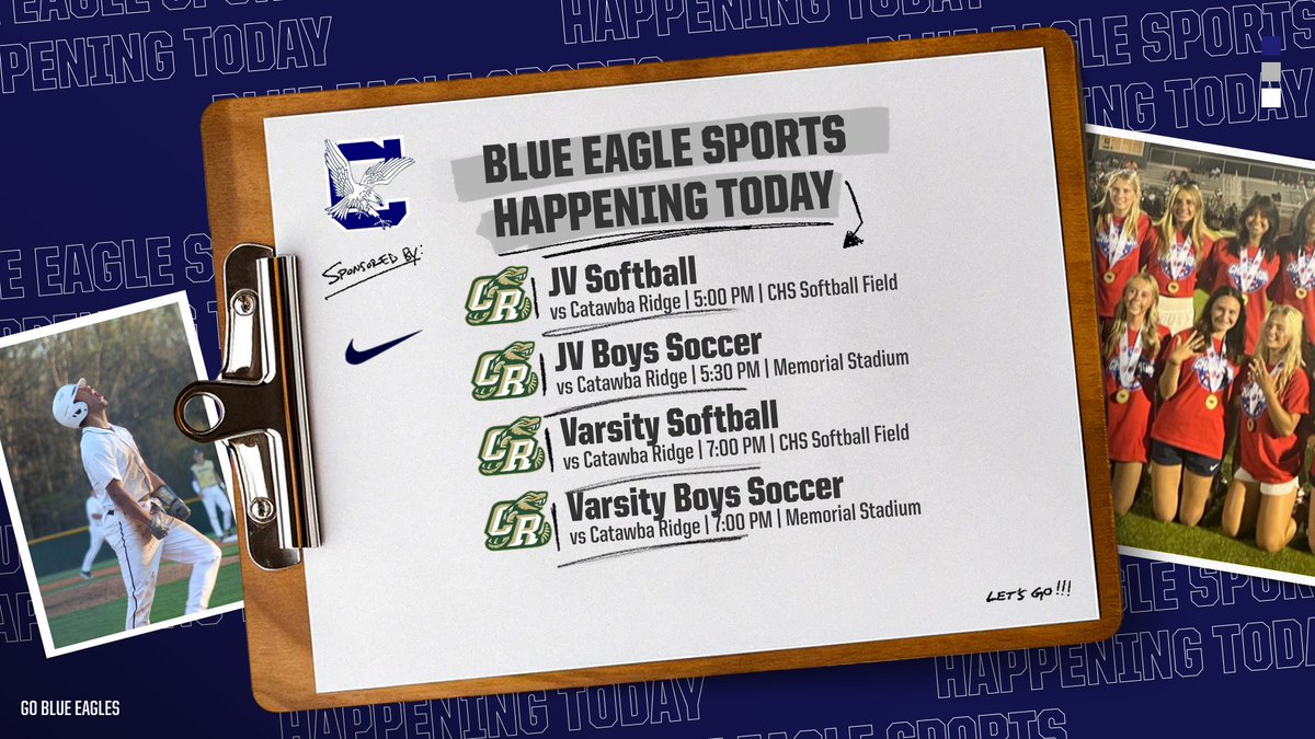 BlueEagleAD (@blueeaglead) on Twitter photo Blue Eagle Nation! Your daily guide to all the athletic action happening today. Let's come together and show our support! #GoBlueEagles <a href="/CHS_BlueEagles/">Clover High School</a> <a href="/9GC_BlueEagles/">9GC_BlueEagles</a> Blue Eagle Nation! Your daily guide to all the athletic action happening today. Let's come together and show our support! #GoBlueEagles <a href="/CHS_BlueEagles/">Clover High School</a> <a href="/9GC_BlueEagles/">9GC_BlueEagles</a>
