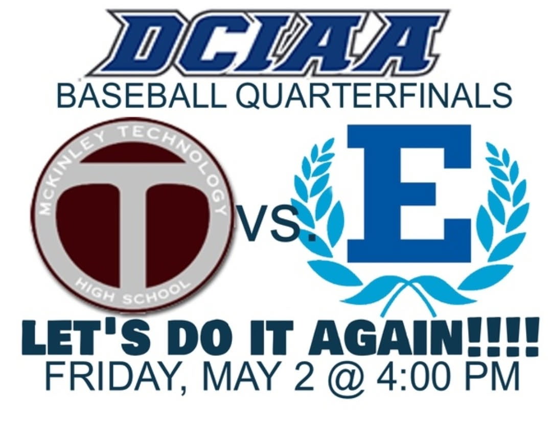 Come out and support our Rambler Baseball team as they compete in the DCIAA HS Baseball Playoffs in a quarterfinal game against McKinley Tech HS at 4 pm at Eliot-Hine MS baseball field this evening 5/2/25.
