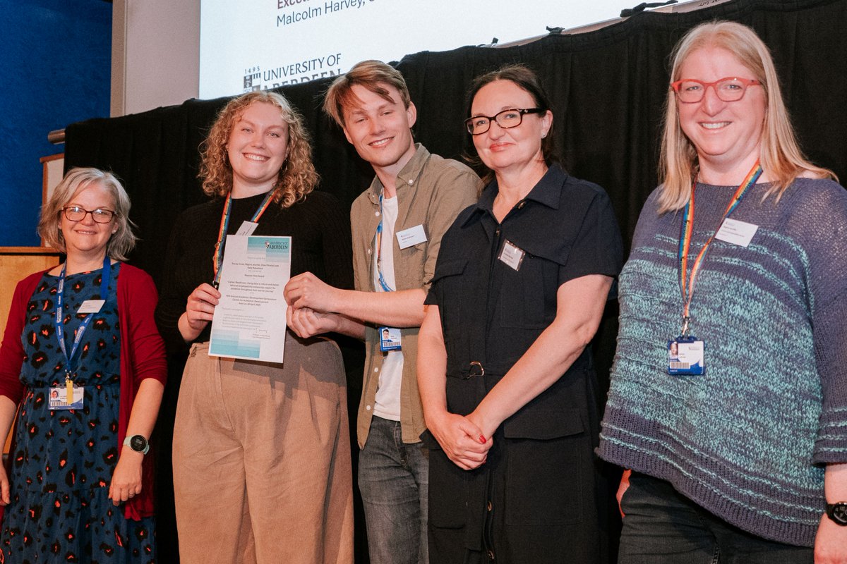 Congratulations to the <a href="/aberdeenuni/">University of Aberdeen</a> Careers &amp; Employability Team <a href="/TraceyHInnes/">Tracey Innes</a> Regina Jaschke, Ellen Minshull &amp; Kate Robertson, whose poster won the 'Popular Vote Award' at #CADSymp25. Pictured with <a href="/Jo_AnneMurray/">Professor Jo-Anne Murray 🐴 💻</a> &amp; <a href="/milesrothoerl/">Miles Rothoerl</a> who presented them with their certificate.