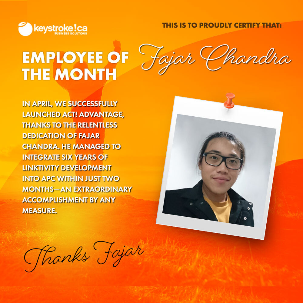 Keystroke24's tweet image. For the past six years, Fajar has been one of our secret weapons. He consistently creates exceptional products that have a broad appeal. This past month he finished one of his biggest projects yet by leading the launch of Act! Advantage.
Thanks Fajar