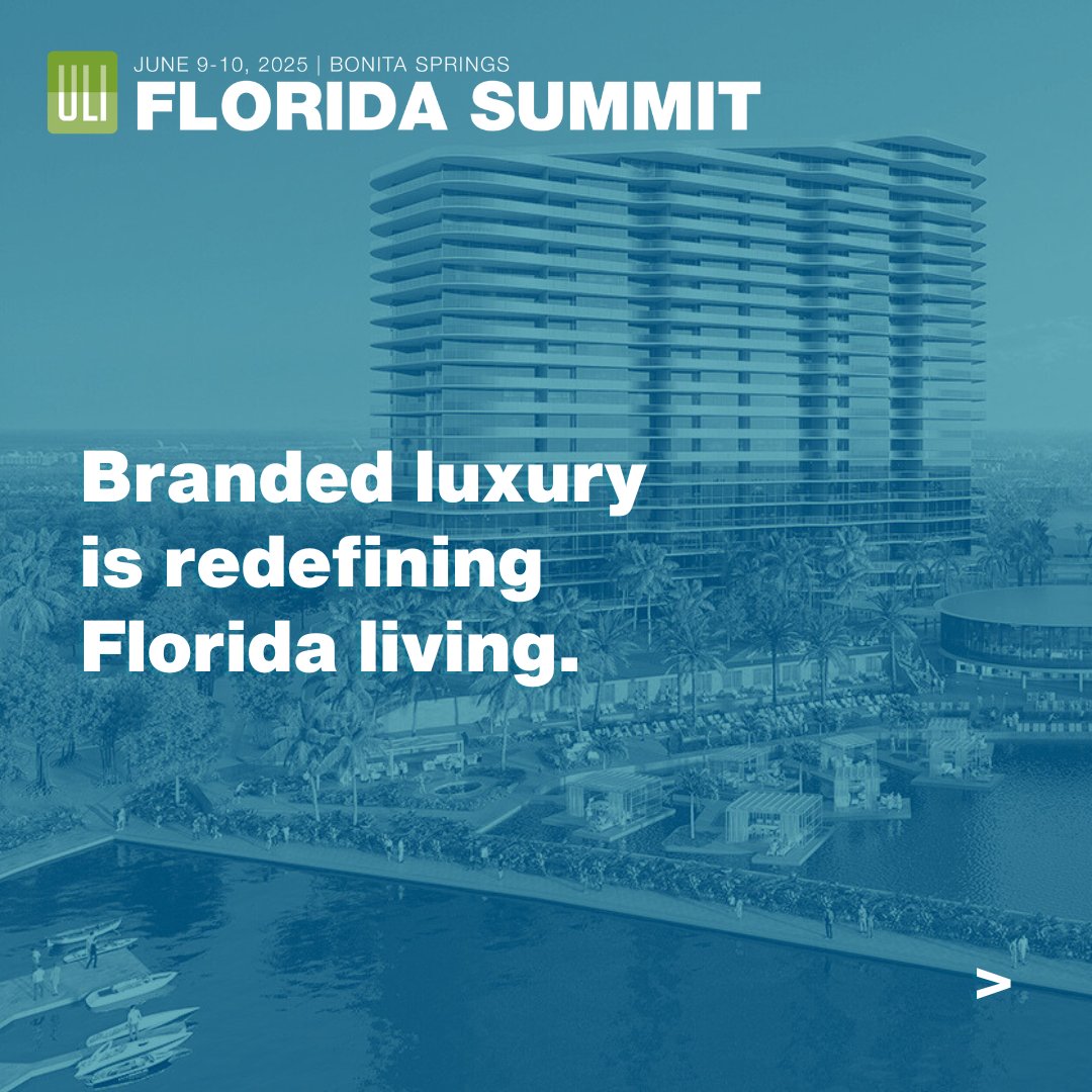 Join us at the 2025 ULI Florida Summit (June 9–10) to hear from top developers and industry leaders as they explore how global brands are shaping residential design, investment, and community impact. Don’t wait, registration is open now!
on.uli.org/FBvT50VLAPU