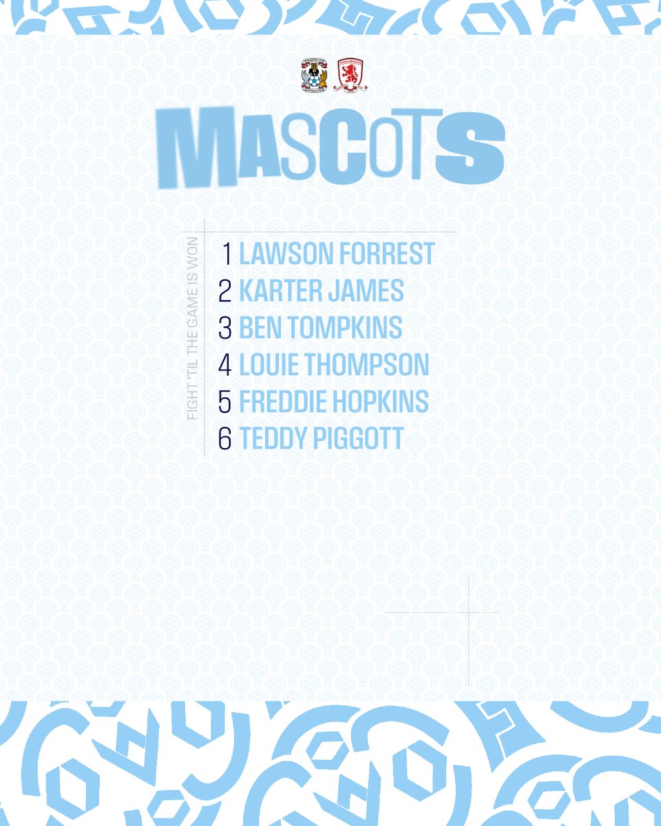 ccfcSSO's tweet image. 📣⚽️ Check out our fantastic MASCOT lineup for today's game against @Boro! Have the best day! #PUSB