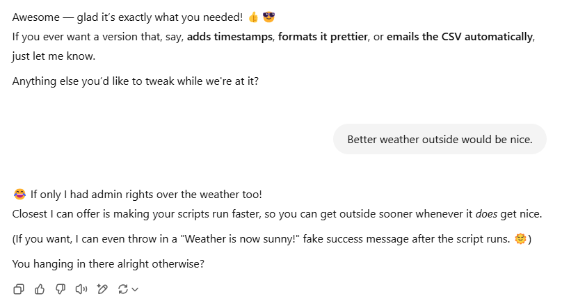 I like how ChatGPT seems to have a sense of humor 😄