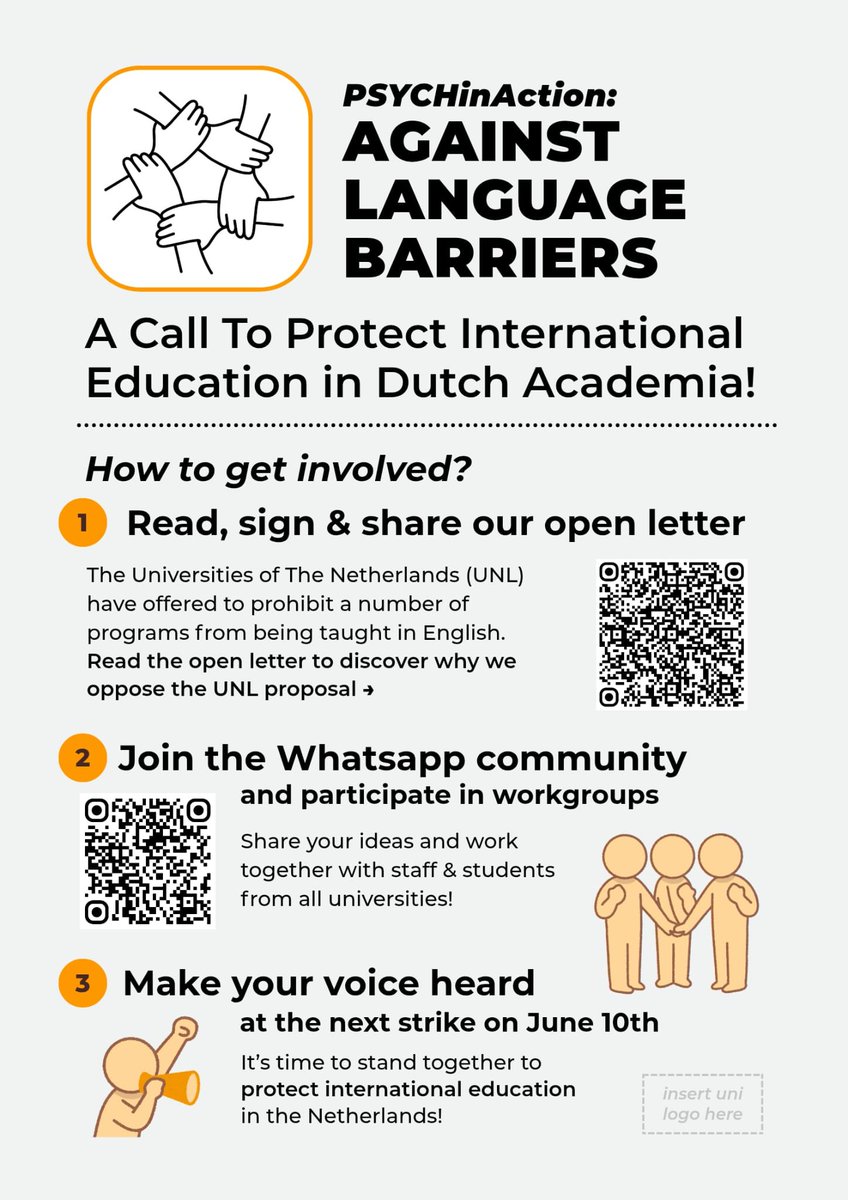 If you're a psychological scientist working at a Dutch university &amp; want to join us in opposing the language barriers imposed by the government, here's your chance