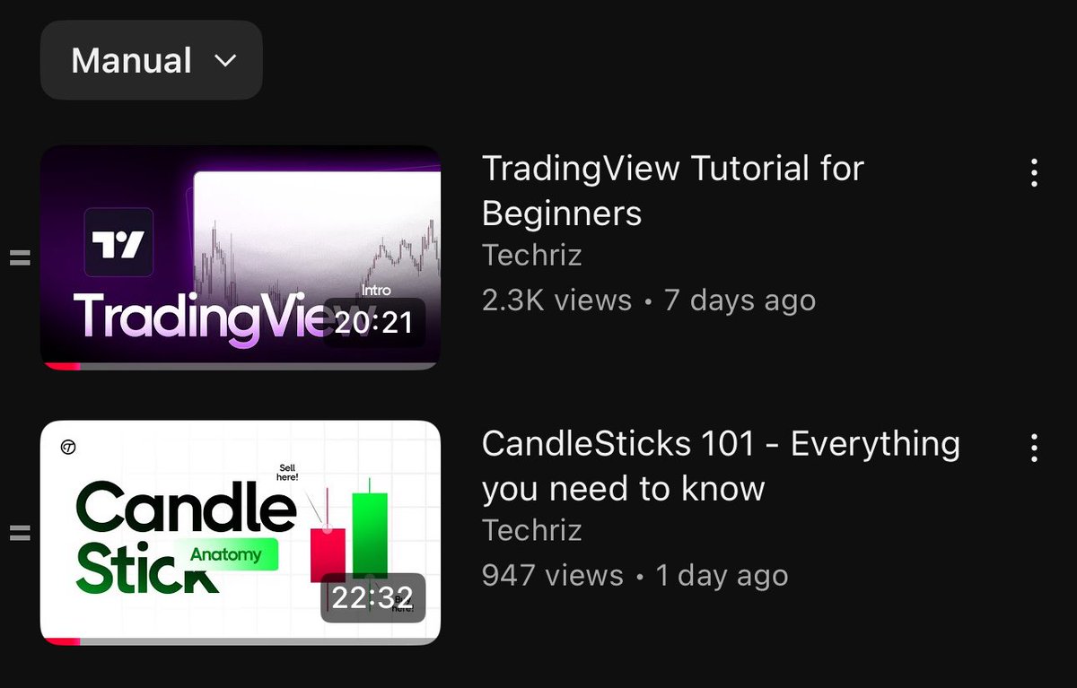 Techriztm's tweet image. As a beginner, it’s essential to understand the story behind every candlestick, - because each one reveals the intent behind price movement at any given moment.
That’s why I’ve created a dedicated Beginner’s Playlist on my YT Channel to guide you step by step through the…