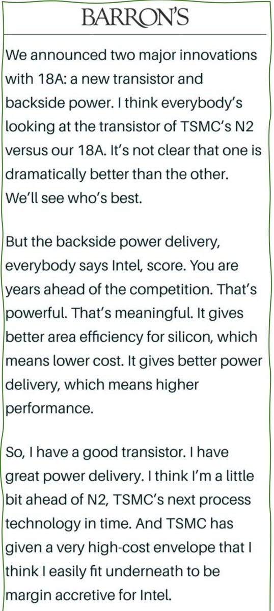 Starting to make sense why Gelsinger said months ago $INTC 18A would be cheaper than $TSM 2nm.

It isn't just $TSM costs going up. $INTC process could be more cost efficient it seems.