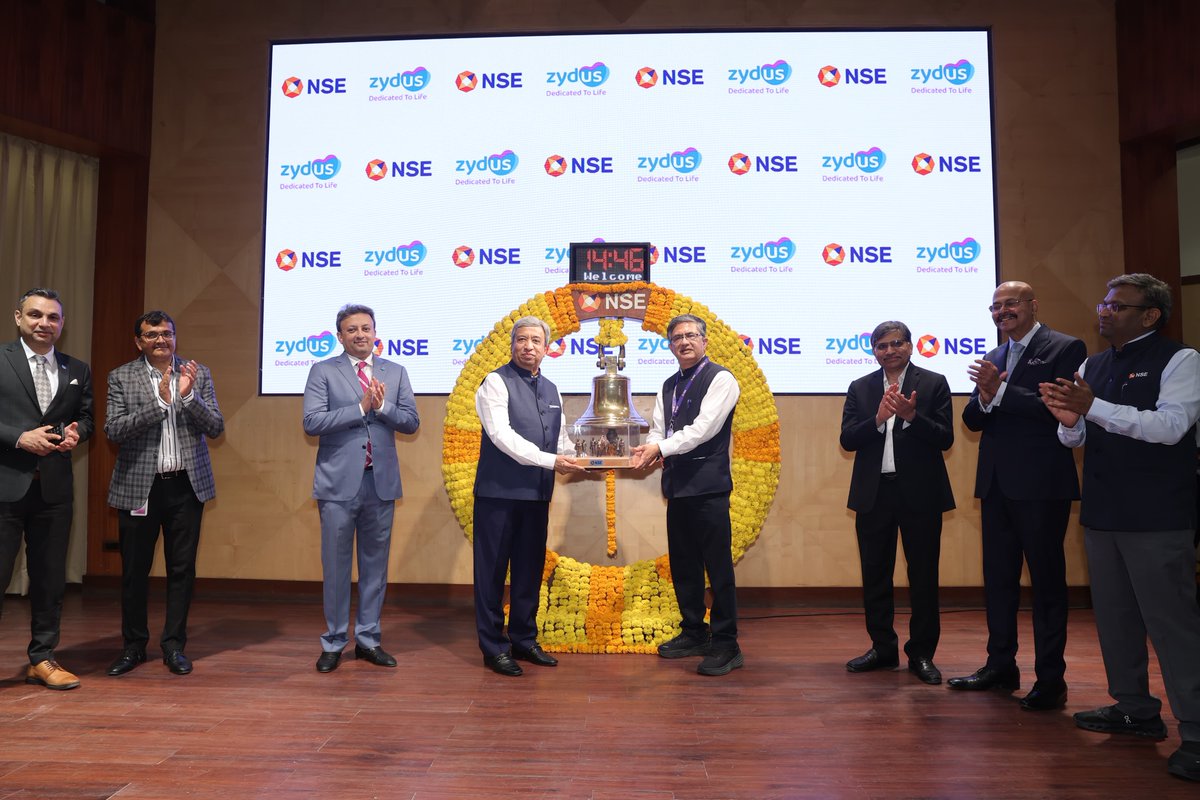 NSEIndia's tweet photo. Congratulations to Zydus Lifesciences Limited on achieving the remarkable milestone of completing 25 years of being listed on @NSEIndia. 

#NSEIndia #NSE #Listing #StockMarket #ShareMarket #25YearsOfListing @ZydusUniverse
@ashishchauhan https://t.co/e61VoZSJgE