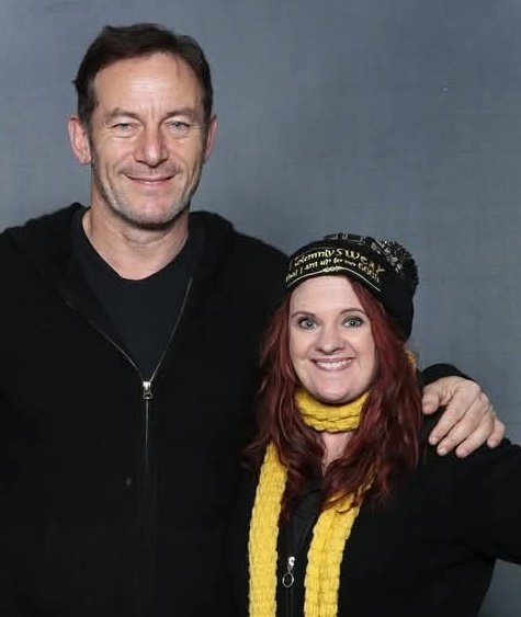 Got any questions for Jason Isaacs? I'll be interviewing him later today! 🪄

This pic was from the most bizarre comic con I ever worked. It was mid November and they did photo ops OUTSIDE! 🥶 How he was fine standing there NOT bundled up like me, I will never understand! 🤣