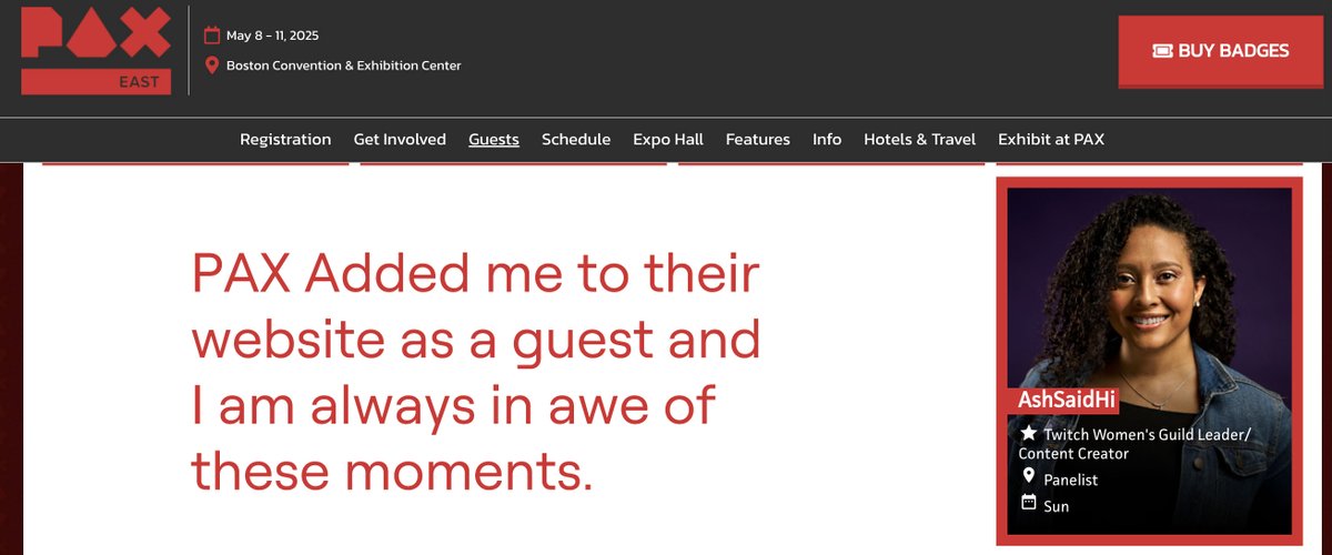 I am a guest at @PAX East 😊
