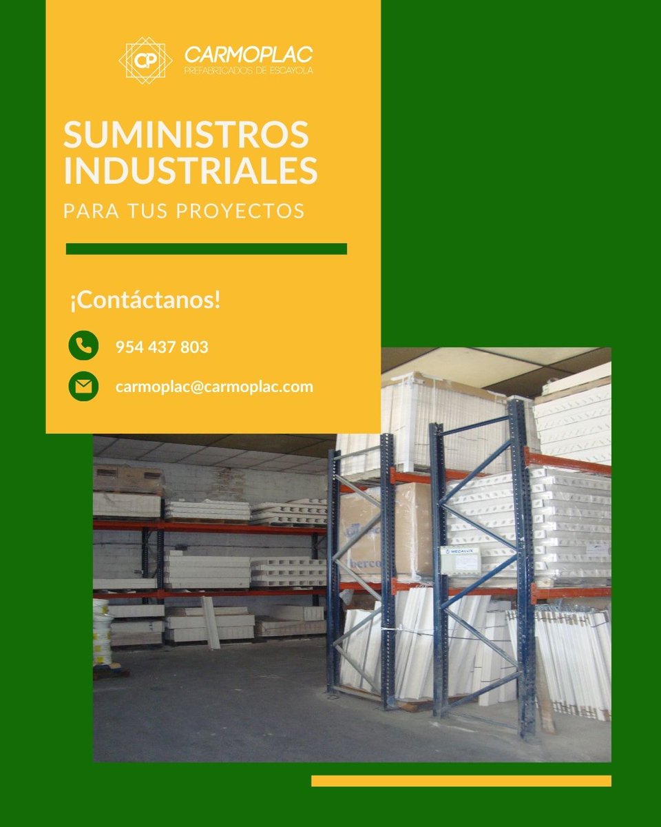🔧 Suministros industriales de calidad
En Carmoplac ofrecemos suministros industriales: herramientas y materiales para construcción y decoración ¡Confía en nosotros!
📞 954 437 803⁣⁣⁣ | 954 140 860⁣⁣⁣
🌐 carmoplac.com⁣⁣
⁣⁣⁣
#Carmoplac #Sevilla #Construcción