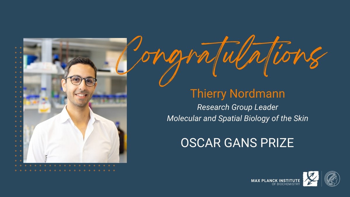 Max Planck Institute of Biochemistry (MPIB) (@mpi_biochem) on Twitter photo Since April, <a href="/NordmannThierry/">Thierry Nordmann</a> has been leading the Research Group "Molecular and Spatial Biology of the Skin" <a href="/MPI_Biochem/">Max Planck Institute of Biochemistry (MPIB)</a> He has now been awarded the prestigious Oscar Gans Prize by the German Dermatological Society. Congratulations and welcome!
#OscarGansPrize <a href="/labs_mann/">Matthias Mann Lab</a> Since April, <a href="/NordmannThierry/">Thierry Nordmann</a> has been leading the Research Group "Molecular and Spatial Biology of the Skin" <a href="/MPI_Biochem/">Max Planck Institute of Biochemistry (MPIB)</a> He has now been awarded the prestigious Oscar Gans Prize by the German Dermatological Society. Congratulations and welcome!
#OscarGansPrize <a href="/labs_mann/">Matthias Mann Lab</a>