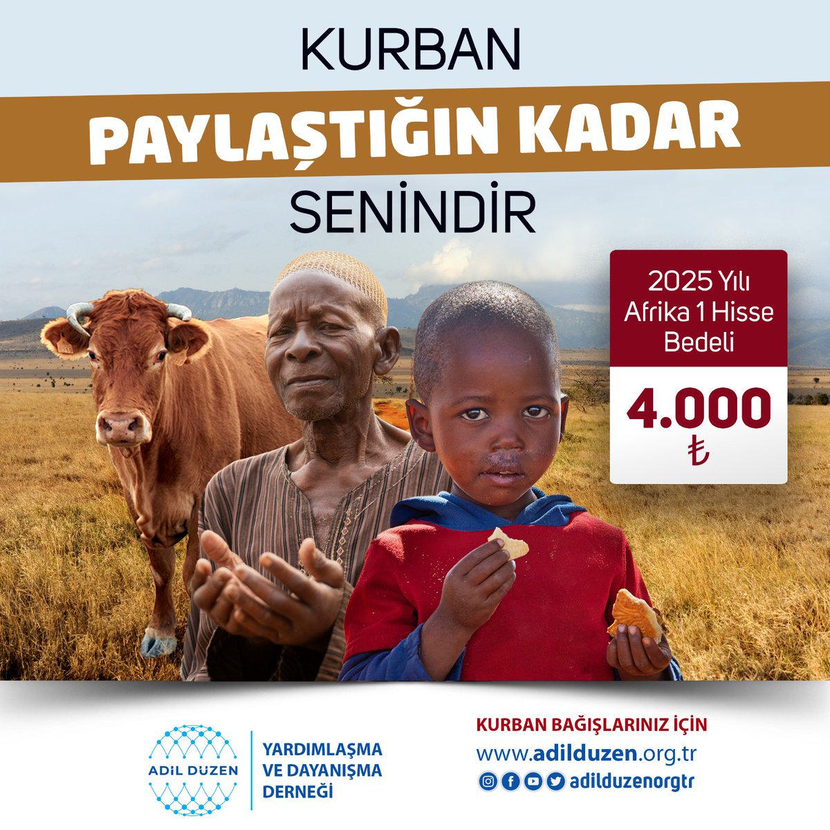 KURBAN PAYLAŞTIĞIN KADAR SENİNDİR!

Kıymetli bağışçılarımız;
Kesimi ve dağıtımı Afrika'da yapılacak olan kurbanlarımızdan elde edilen gelir Kudüs'e ve ihtiyaç sahiplerine gönderilecektir. 

adilduzen.org.tr