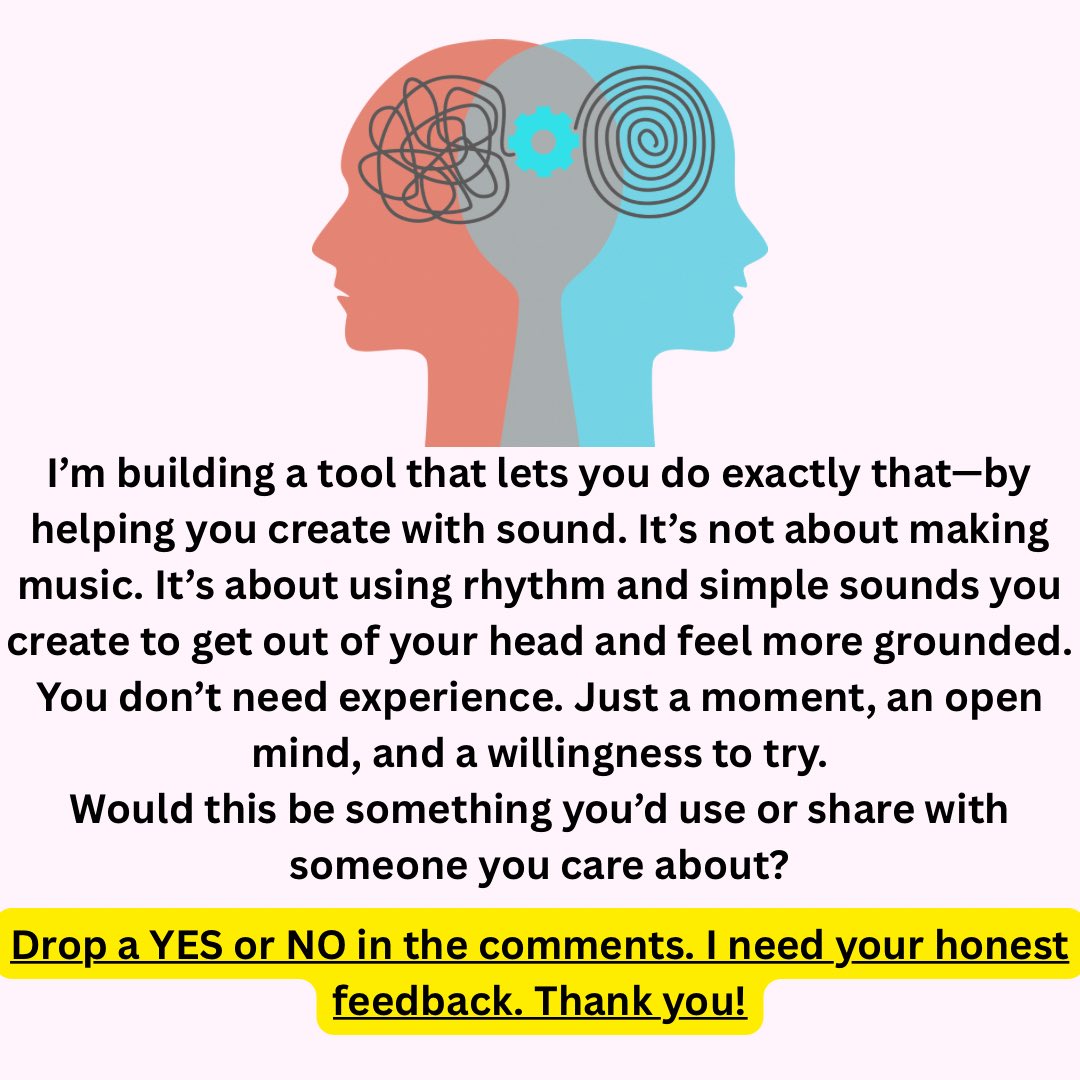 TherapyofSounds's tweet image. Some days I don’t want to talk. I just want to feel something and release it—without explaining myself. That’s why I created this. #CreateToFeel #SoundHealing #QuietCoping